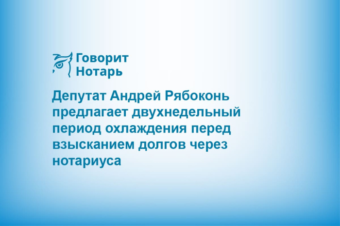 Депутат Андрей Рябоконь предлагает двухнедельный период охлаждения перед взысканием долгов через нотариуса